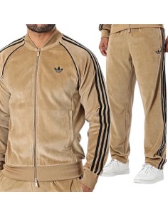 Tuta Adidas beige velluto